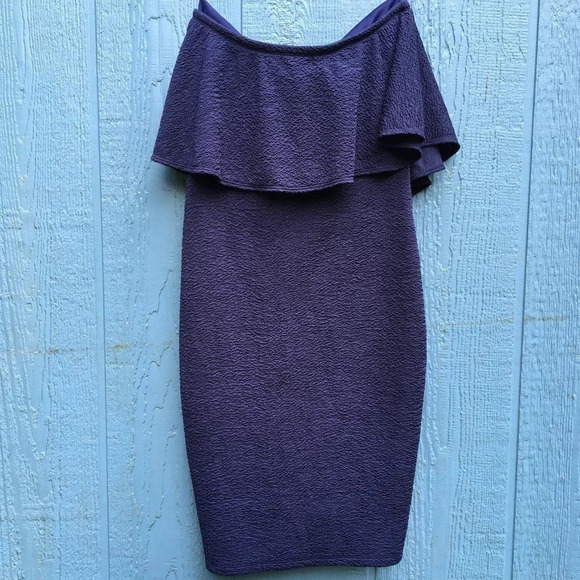 Leith Nordstrom Strapless Navy Blue Zipper Front Mini Dress S Tight Bodycon - Picture 7 of 9